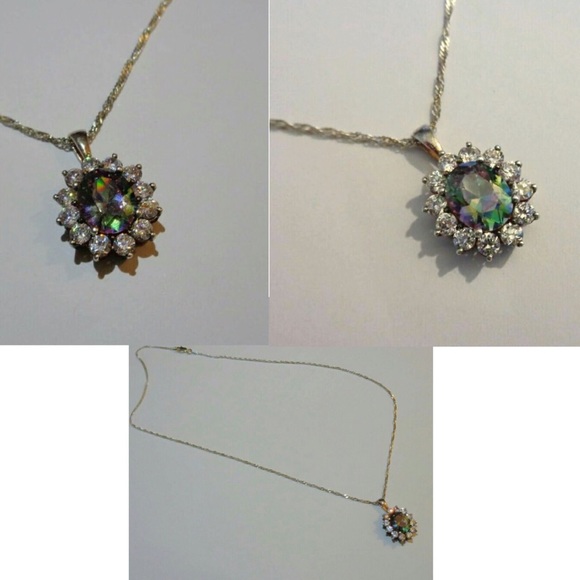 Mystical Rainbow Crystal Solid 925 Stamped Sterling Silver Pendant Necklace - Picture 8 of 13